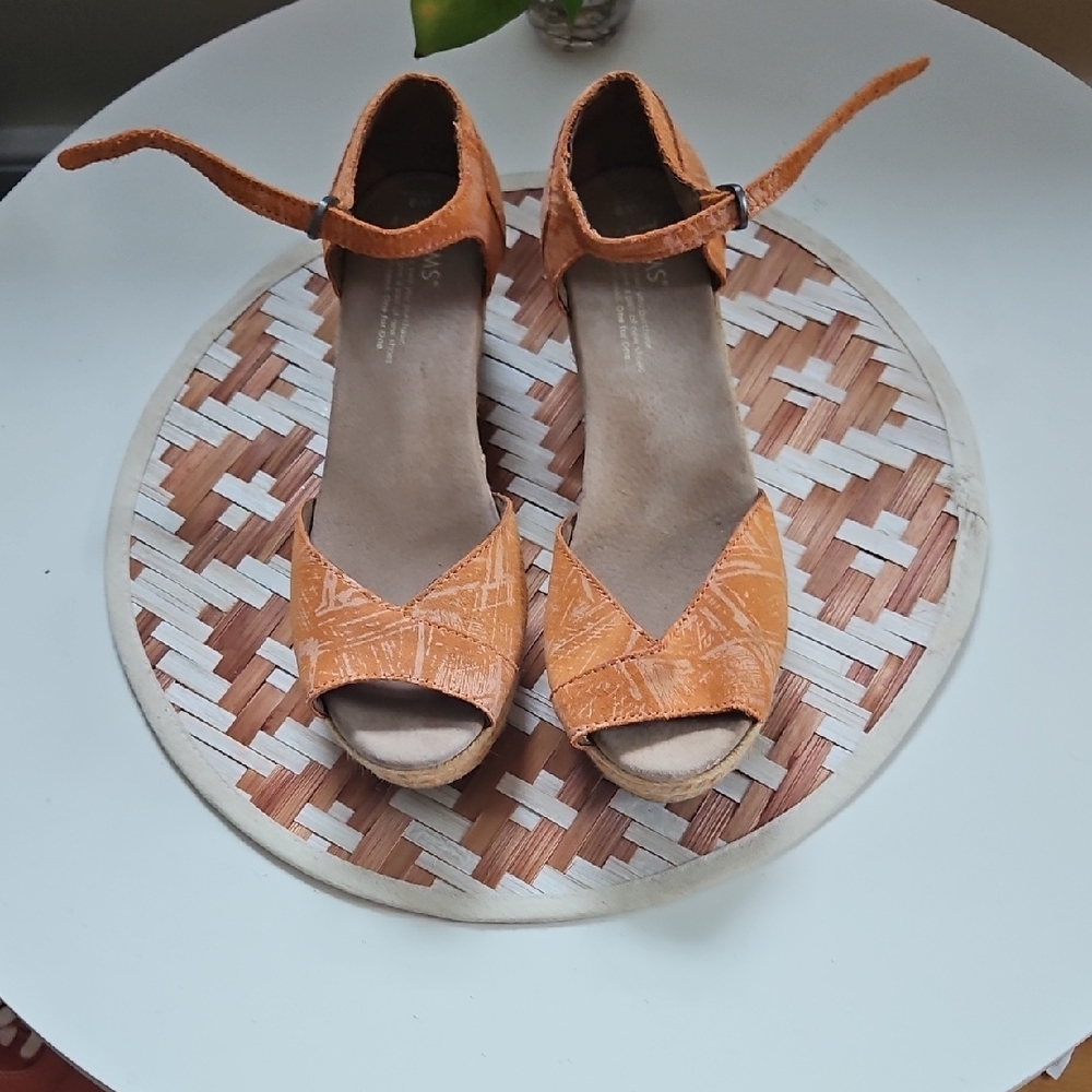 Toms Orange Sandals with Ankle Straps